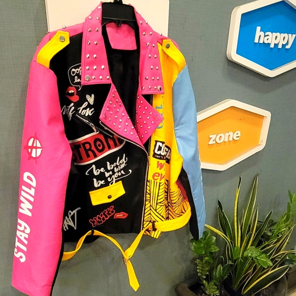 Geschallino Women's Faux Leather  Motorcycle Biker Jacket [NWOT] - Picture 6 of 14